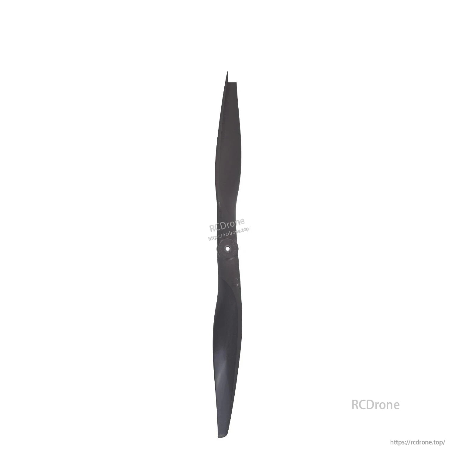 Edge-on front view of two-blade propeller showing blade thickness and center hub