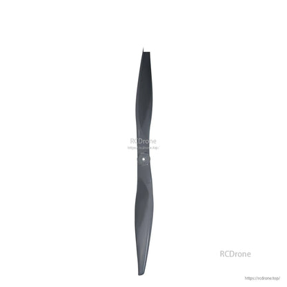 Vertical full-length view of two-blade propeller centered on white background