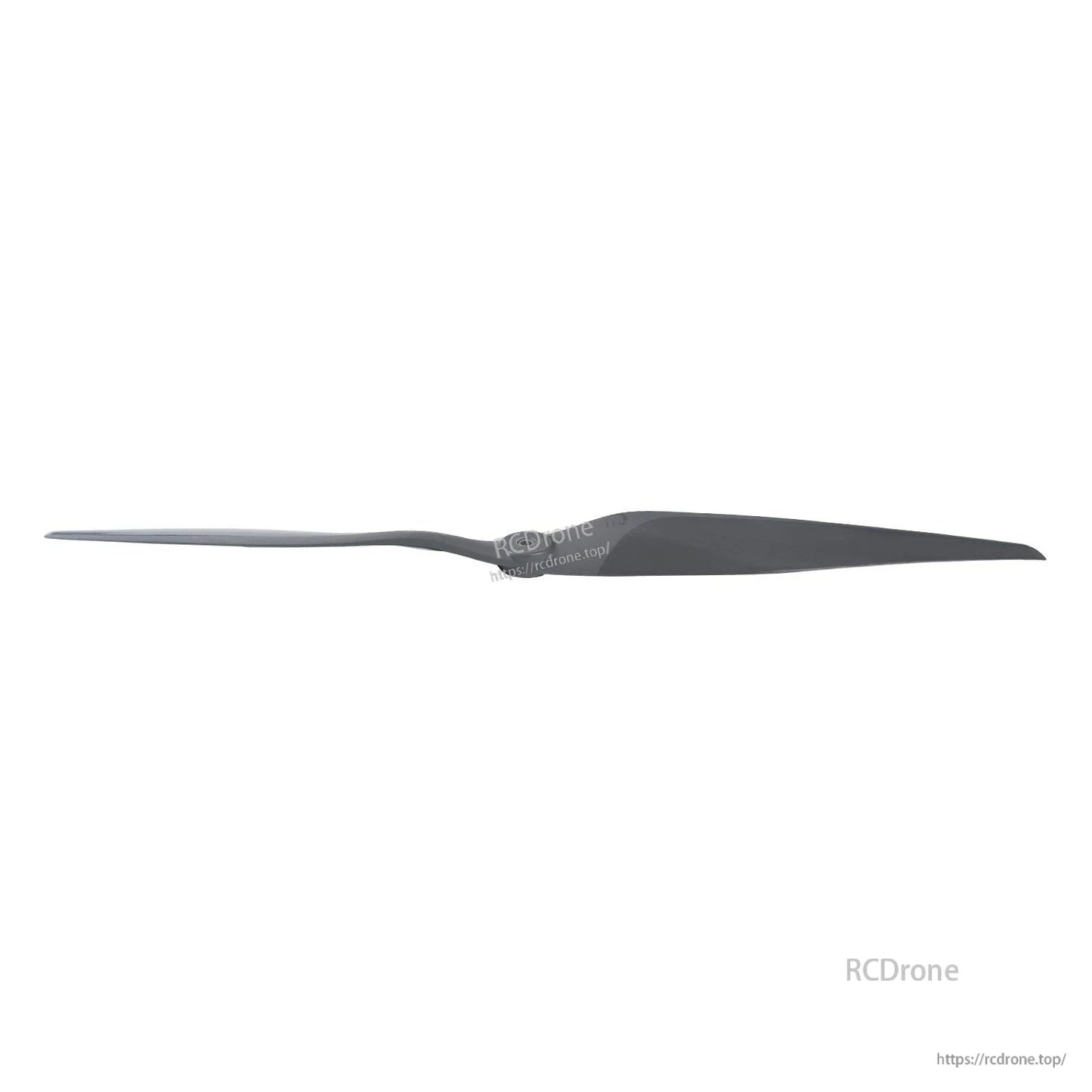 Side profile of two-blade propeller showing thin airfoil edge and hub thickness