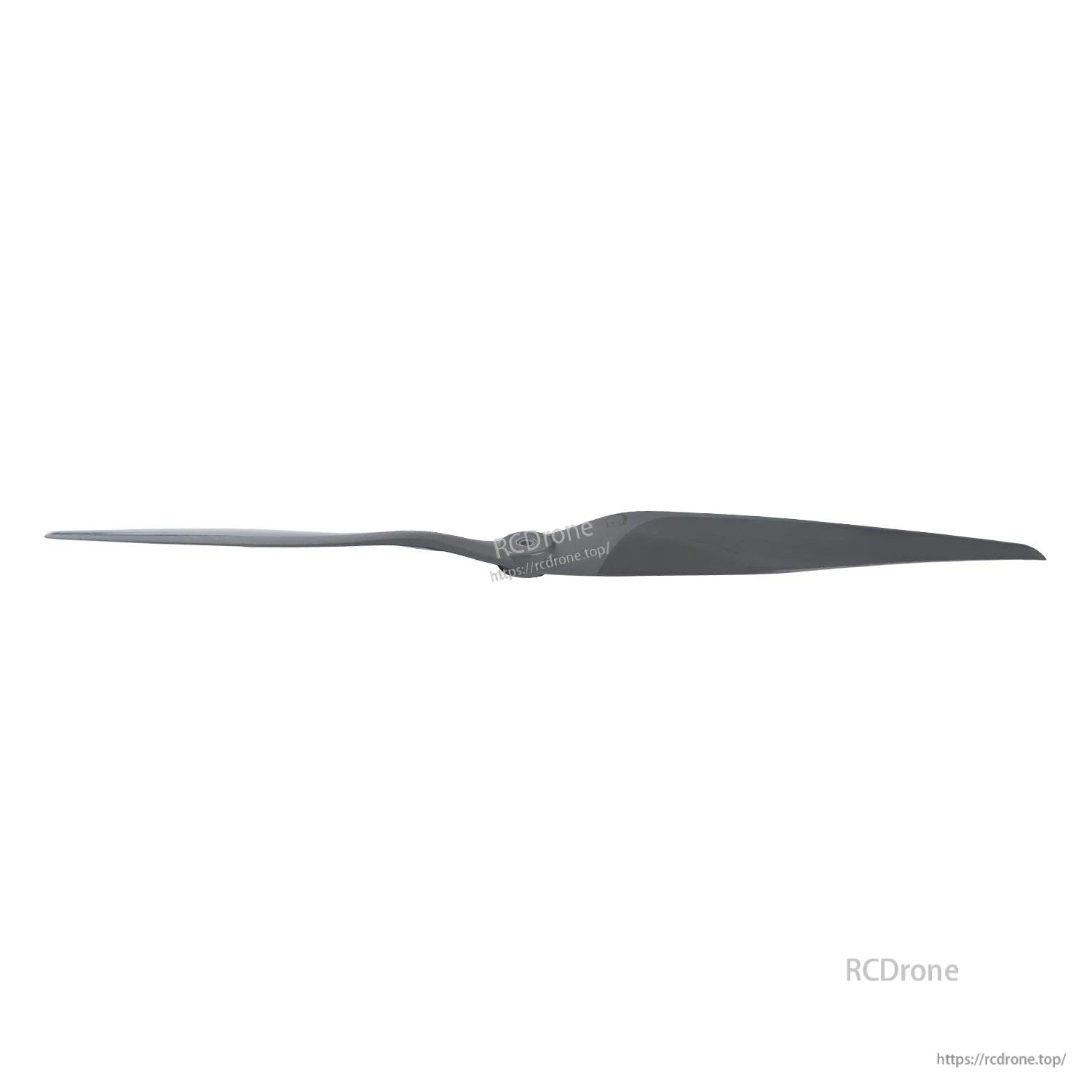 Side profile of two-blade propeller showing thin airfoil edge and hub thickness