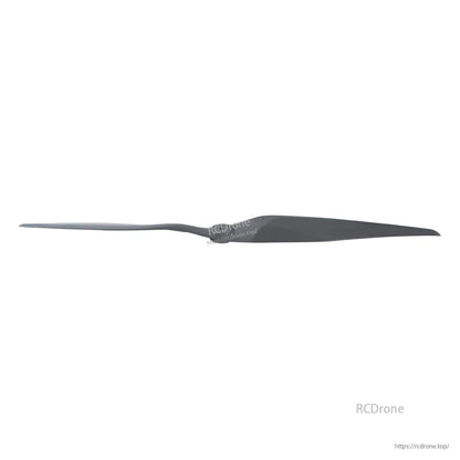 Side profile of two-blade propeller showing thin airfoil edge and hub thickness