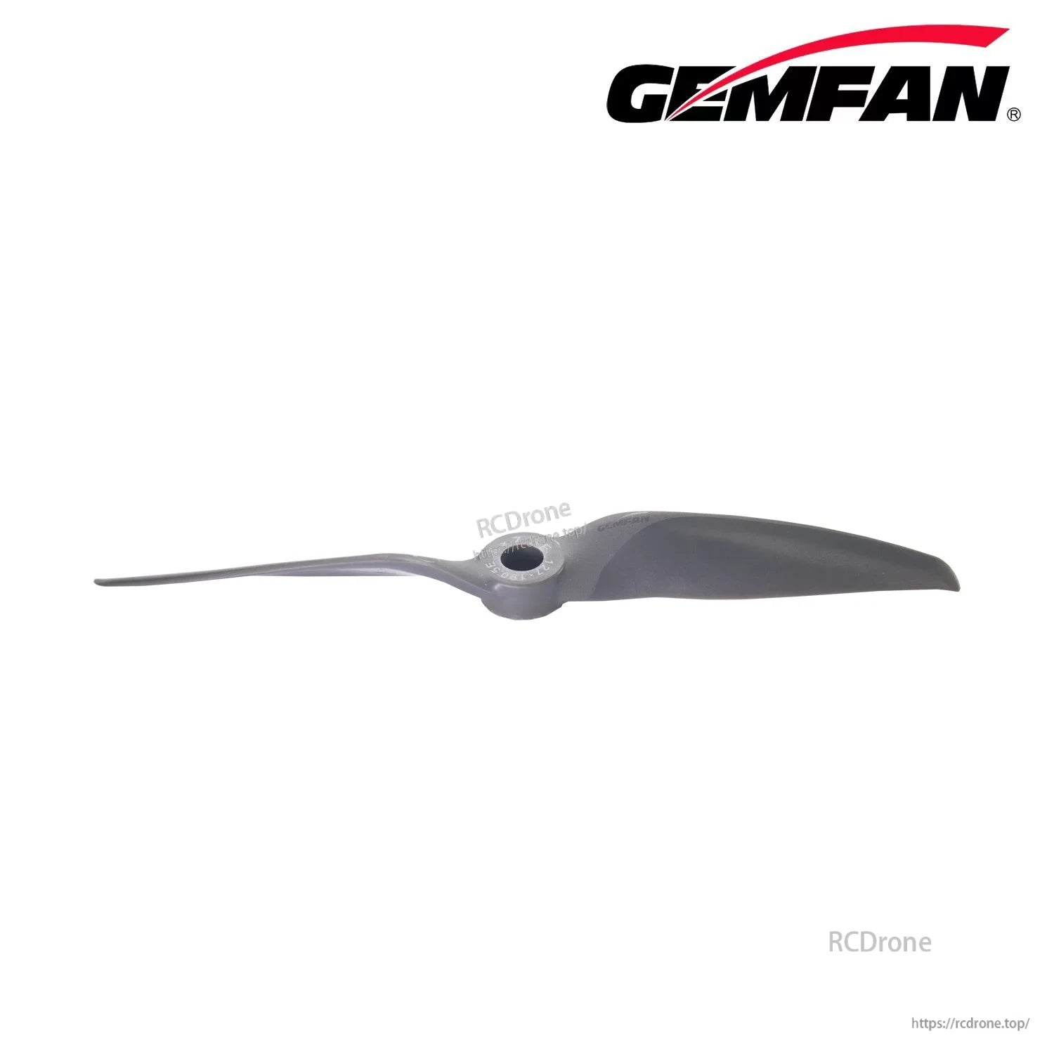 Angled view of the Gemfan Vortex prop hub and center bore, showing the reinforced nylon construction