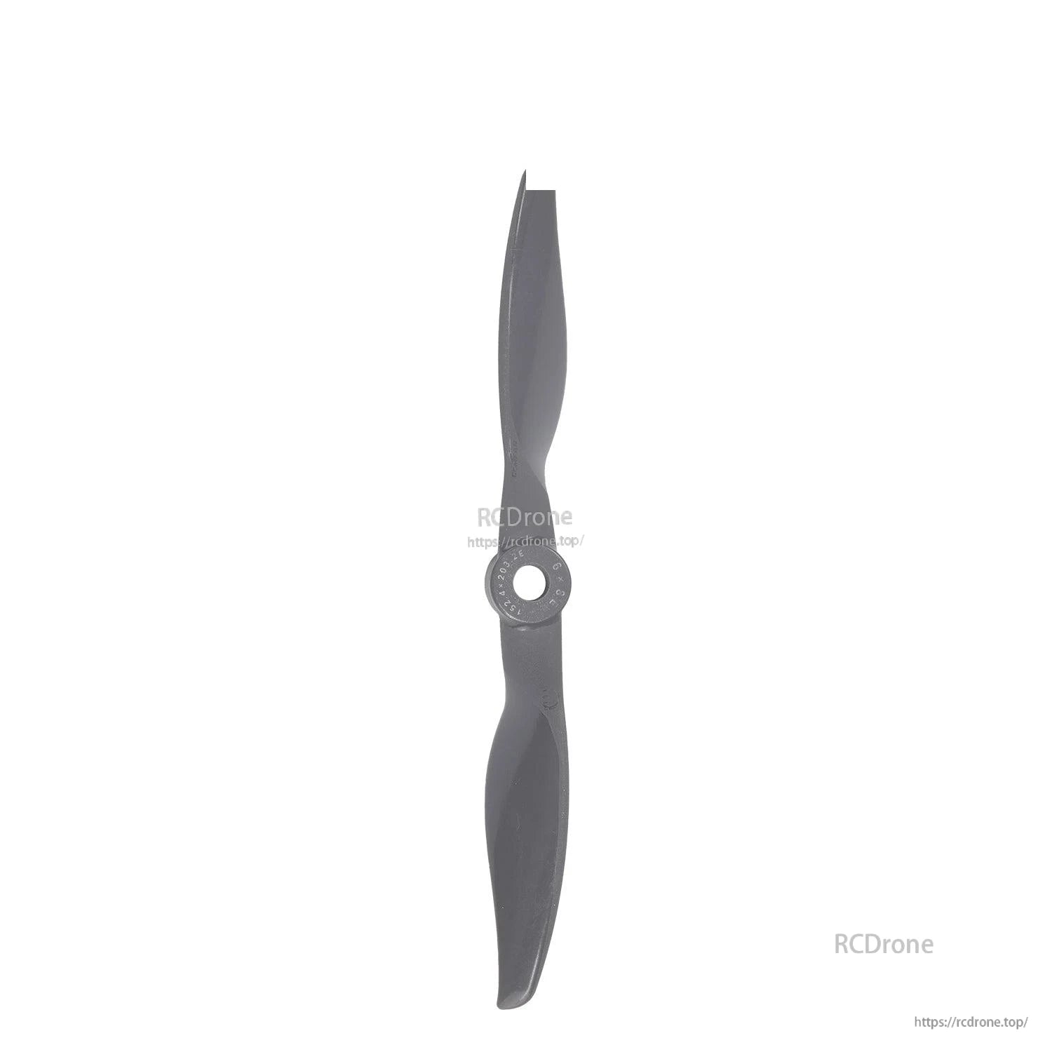 Gemfan Vortex 6x8 propeller shown vertically, full length view highlighting blade shape and hub