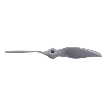 Side profile of 6x8 propeller showing blade pitch and hub thickness, dark gray finish