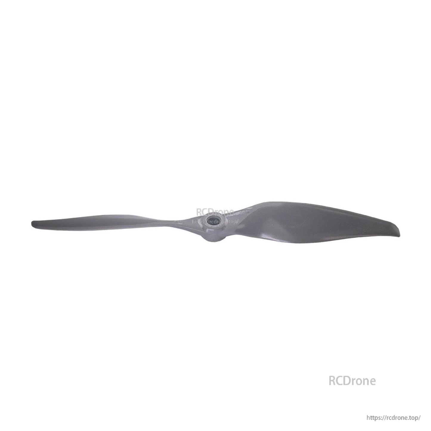 Reverse side edge view of propeller highlighting leading/trailing edge contour