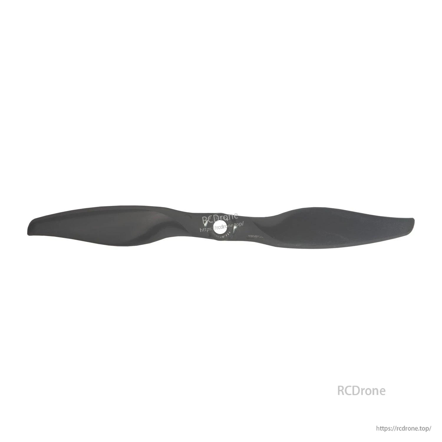 Gemfan Vortex propeller with printed hub marking, straight-on view showing blade shape