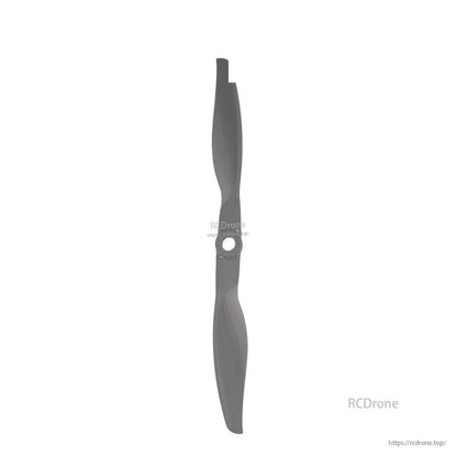 Vertical view of single 7x10 two-blade propeller with centered hub opening and curved blade tips