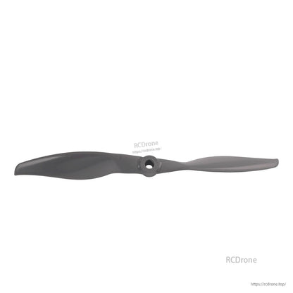 Front-facing horizontal view of 7x10 propeller showing both blades and center hub bore