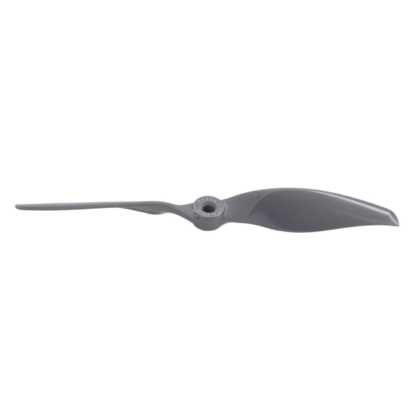 Single two-blade propeller side profile showing blade pitch and center mounting hole