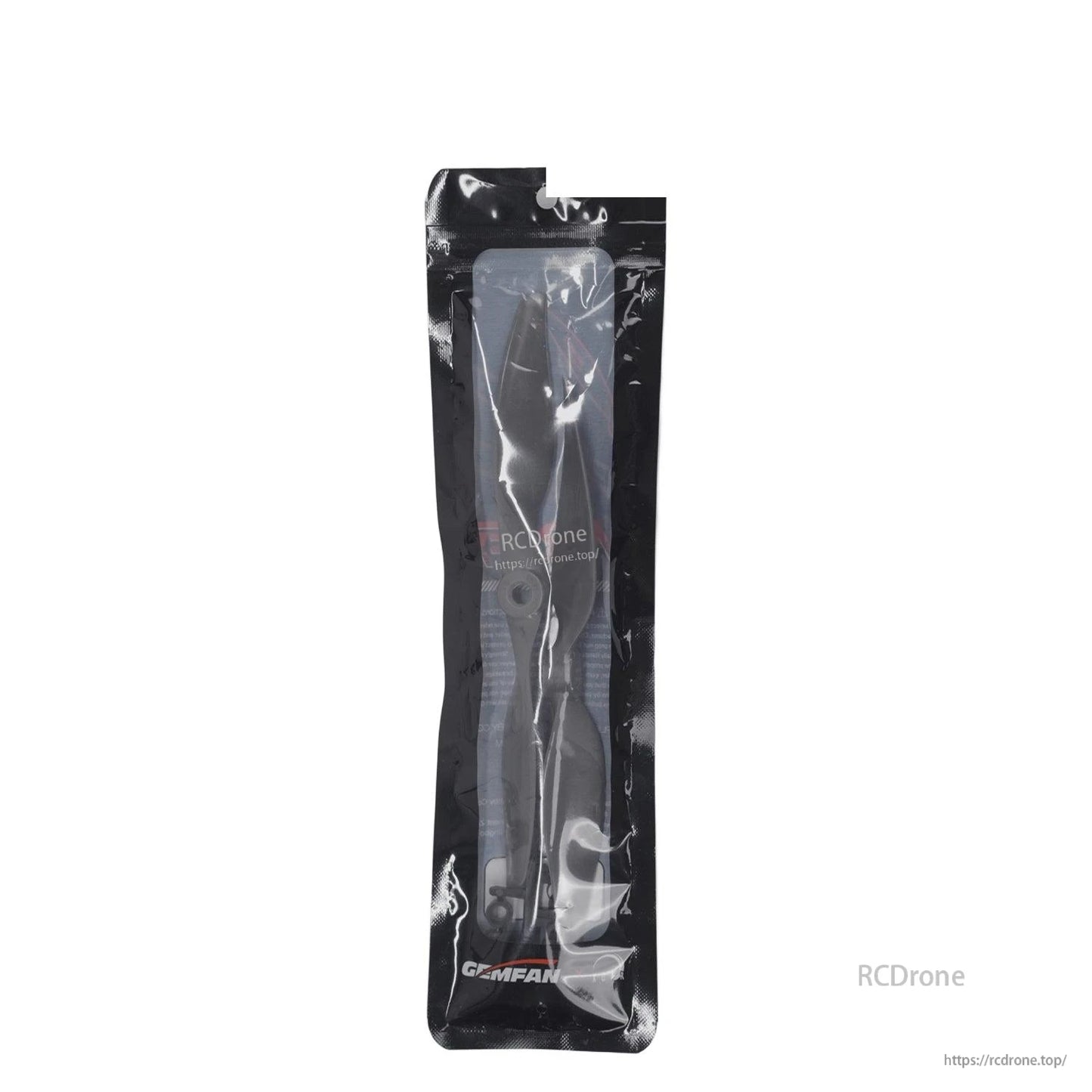 Gemfan propeller set sealed in clear retail bag, front view with branding at the bottom