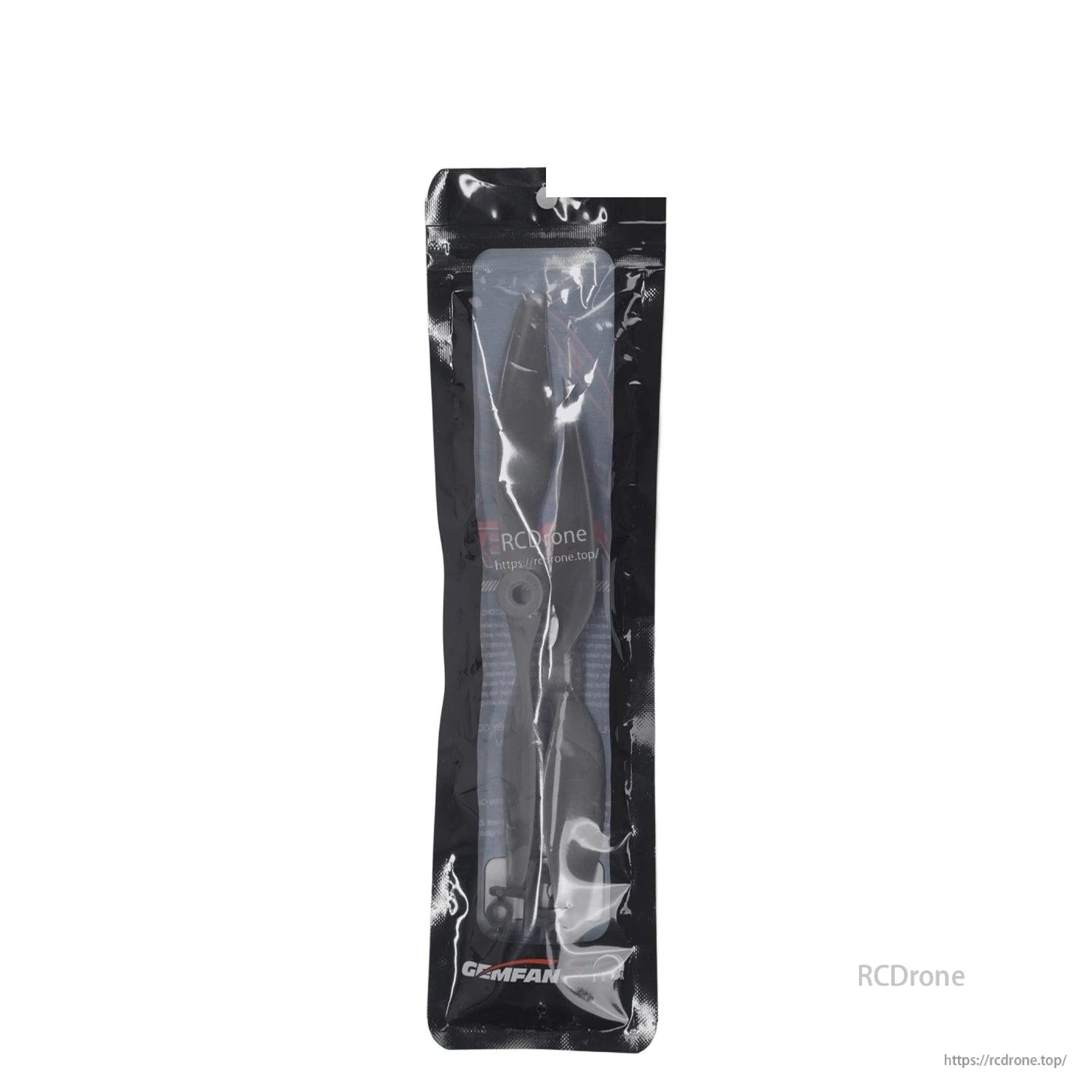 Gemfan propeller set sealed in clear retail bag, front view with branding at the bottom