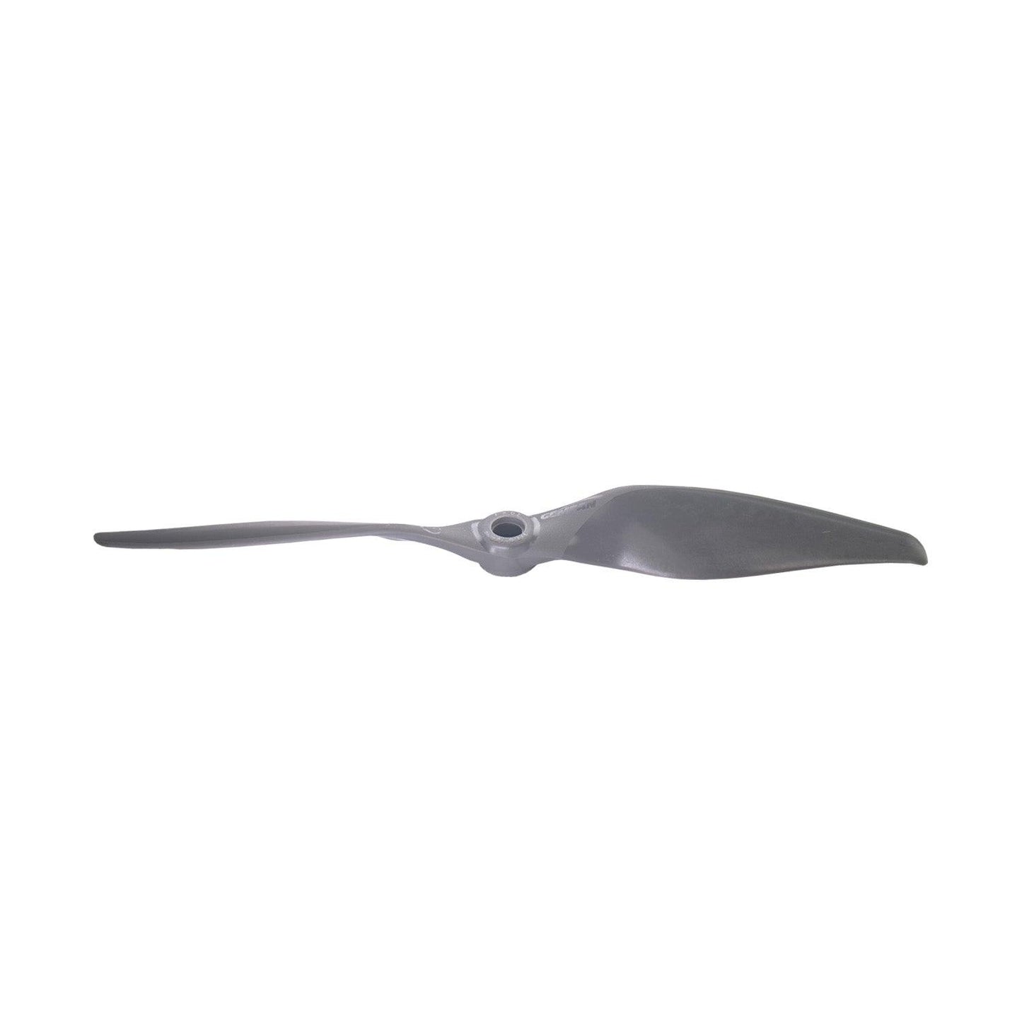 Opposite side profile of two-blade propeller showing thin blade edge and hub thickness