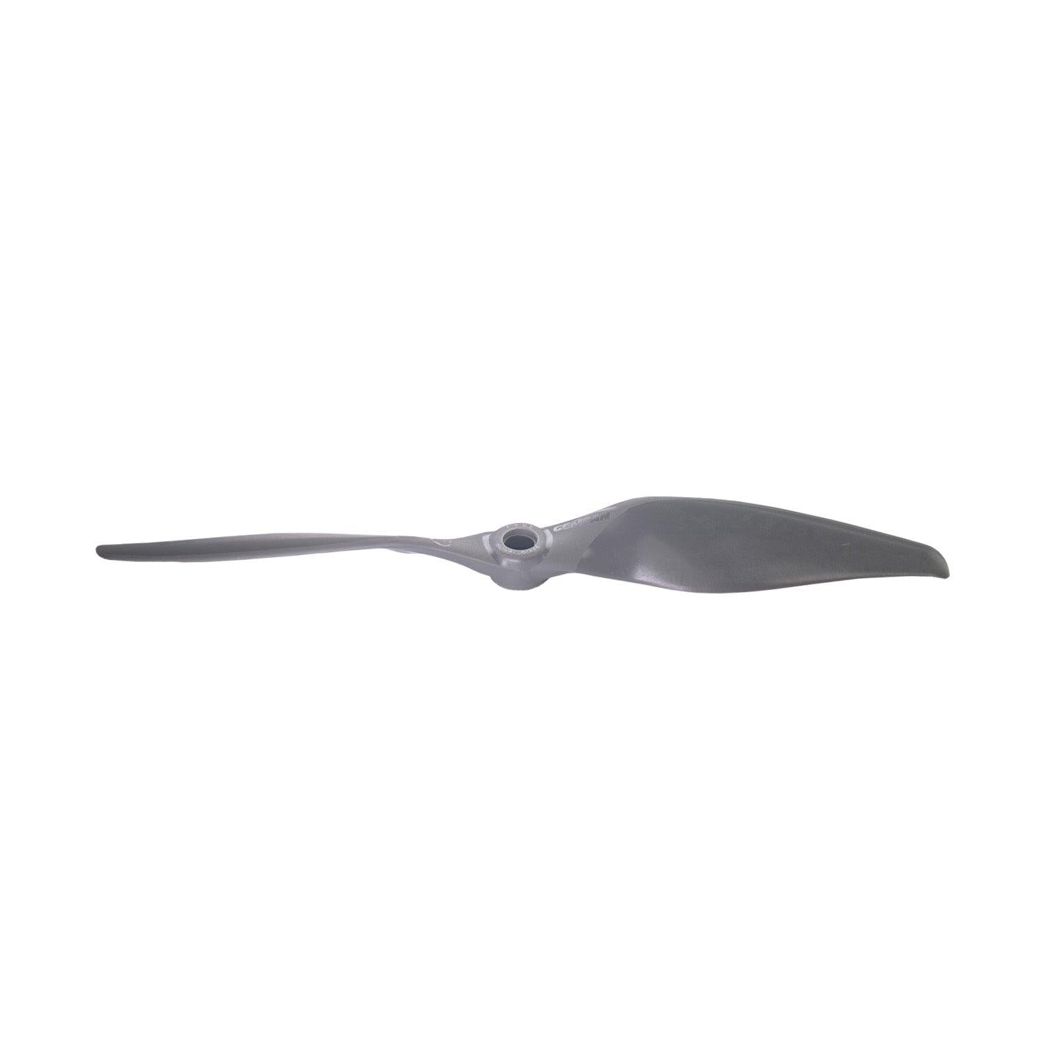 Opposite side profile of two-blade propeller showing thin blade edge and hub thickness