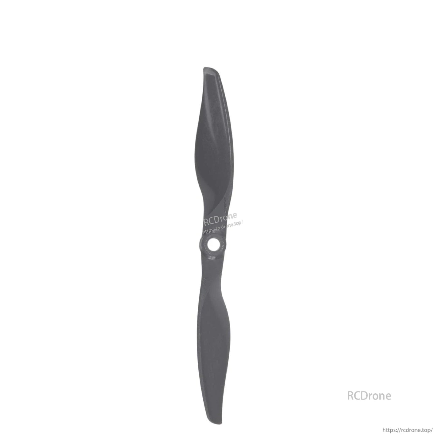 Top-down vertical view of two-blade propeller showing blade shape and hub opening