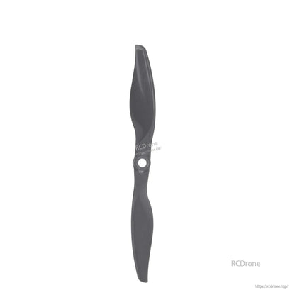 Top-down vertical view of two-blade propeller showing blade shape and hub opening