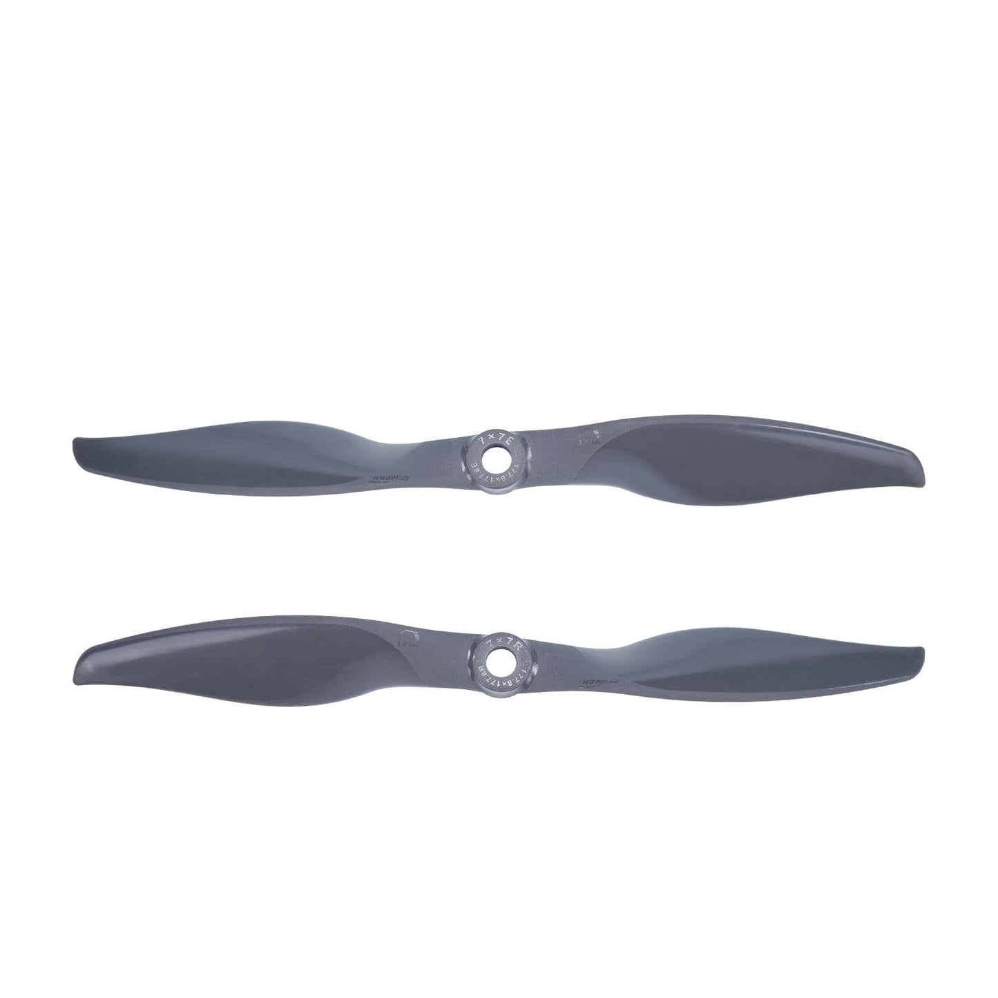 Gemfan Vortex 7x7E/7x7R electric propellers set, two-blade pair in dark gray with center mounting holes