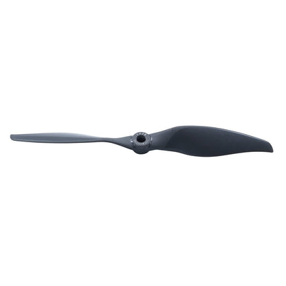 Two-blade propeller side profile showing airfoil thickness and hub depth