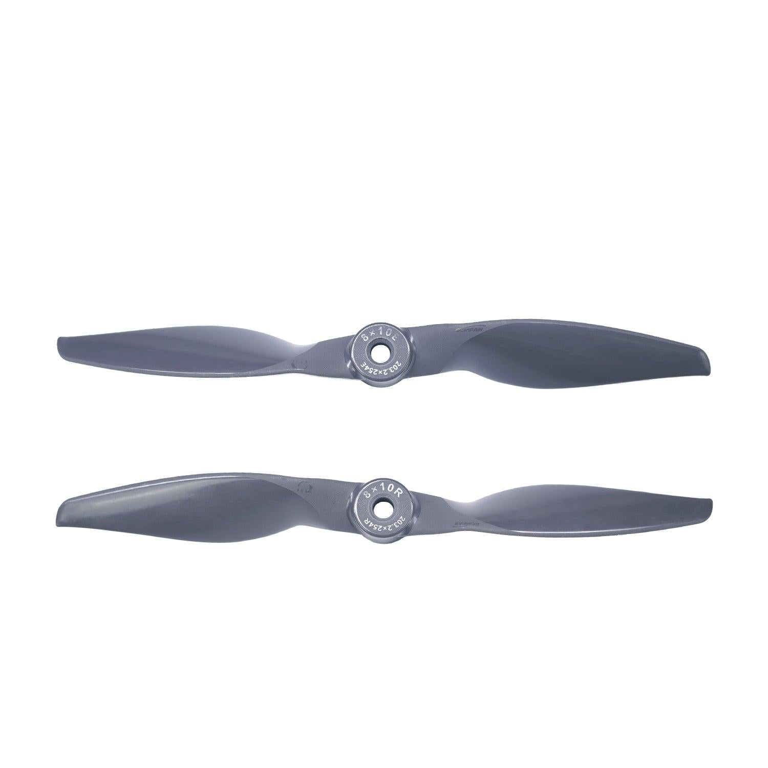 Gemfan Vortex 8x10E and 8x10R electric propeller set, glass fiber nylon, pair shown