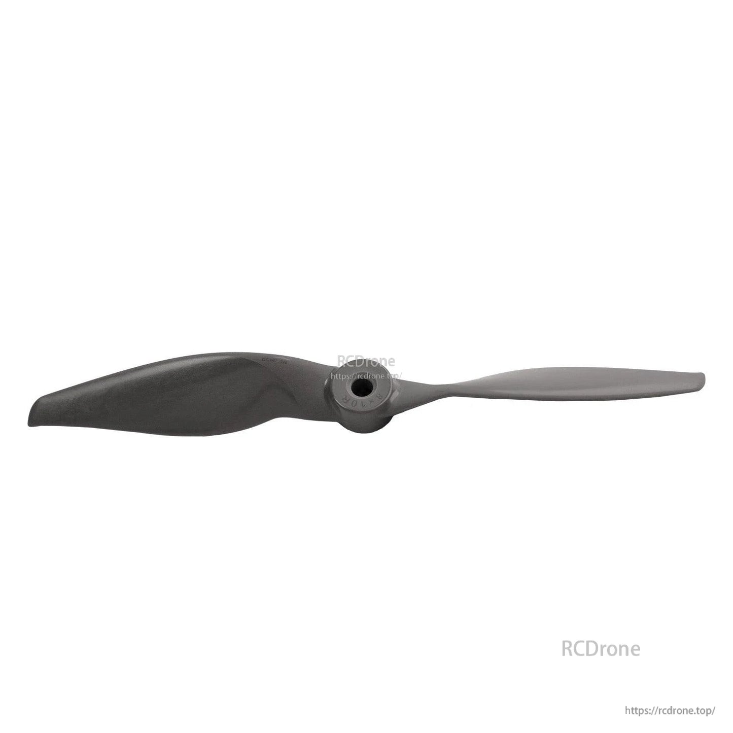 Low-profile view of propeller showing blade thickness and hub depth