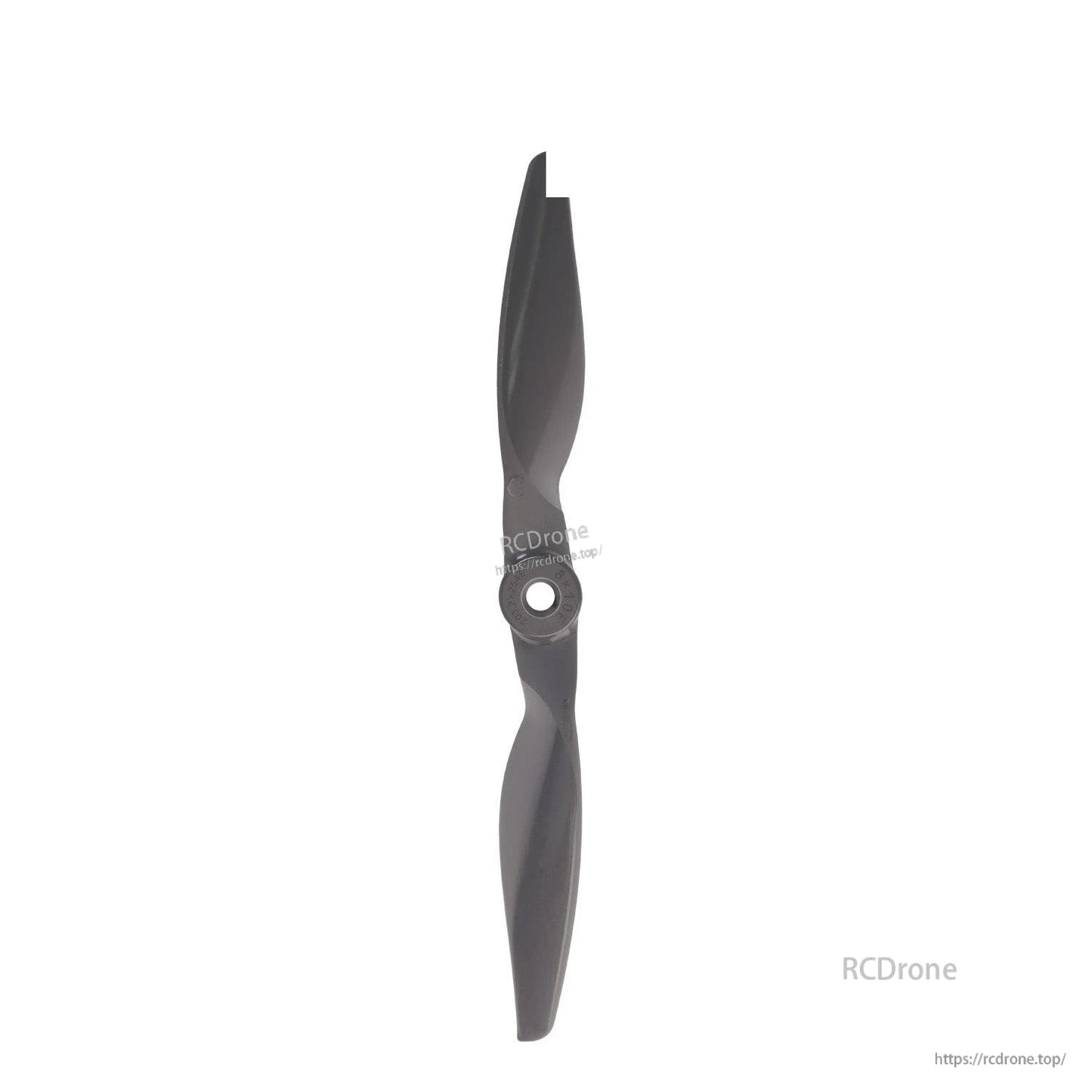 Top-down vertical view of 8x10 propeller showing full length and hub opening