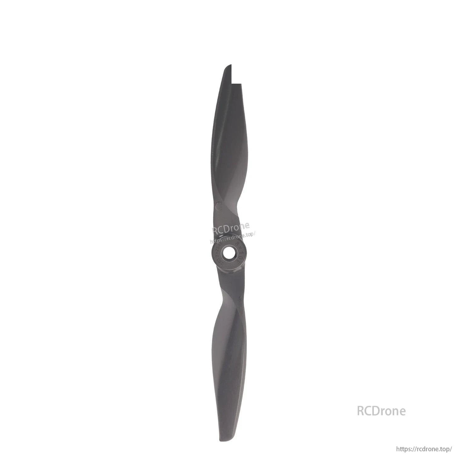 Top-down vertical view of 8x10 propeller showing full length and hub opening