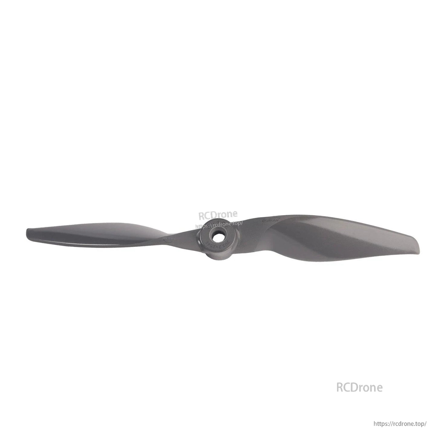 Gemfan 8x10 propeller side view, wide blade profile and center hub opening