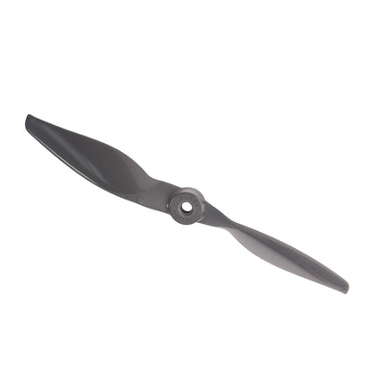 Single Gemfan Vortex 8x10 electric propeller, diagonal angle showing blade shape and hub bore