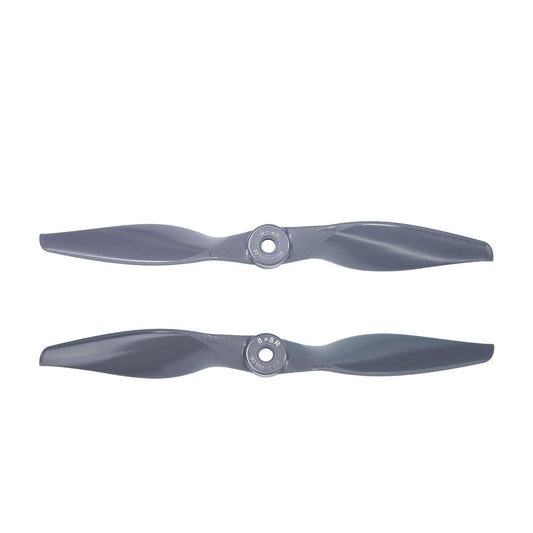 Gemfan Vortex 8x8E/8x8R electric propeller set, two gray glass-fiber nylon props on white