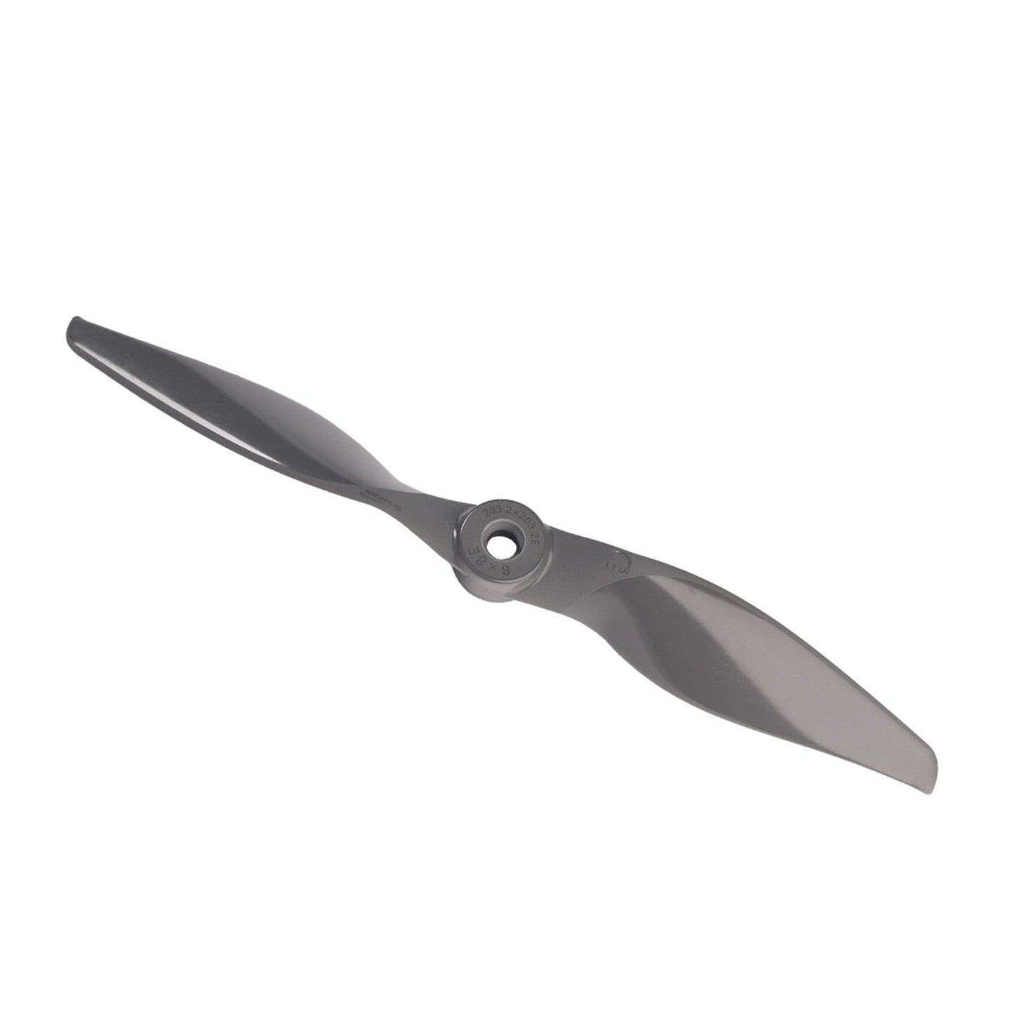 Gemfan Vortex 8x8 propeller angled view showing blade twist and center mounting hole