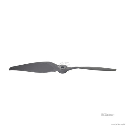 Opposite side profile of 9-inch propeller showing blade pitch and hub angle on white