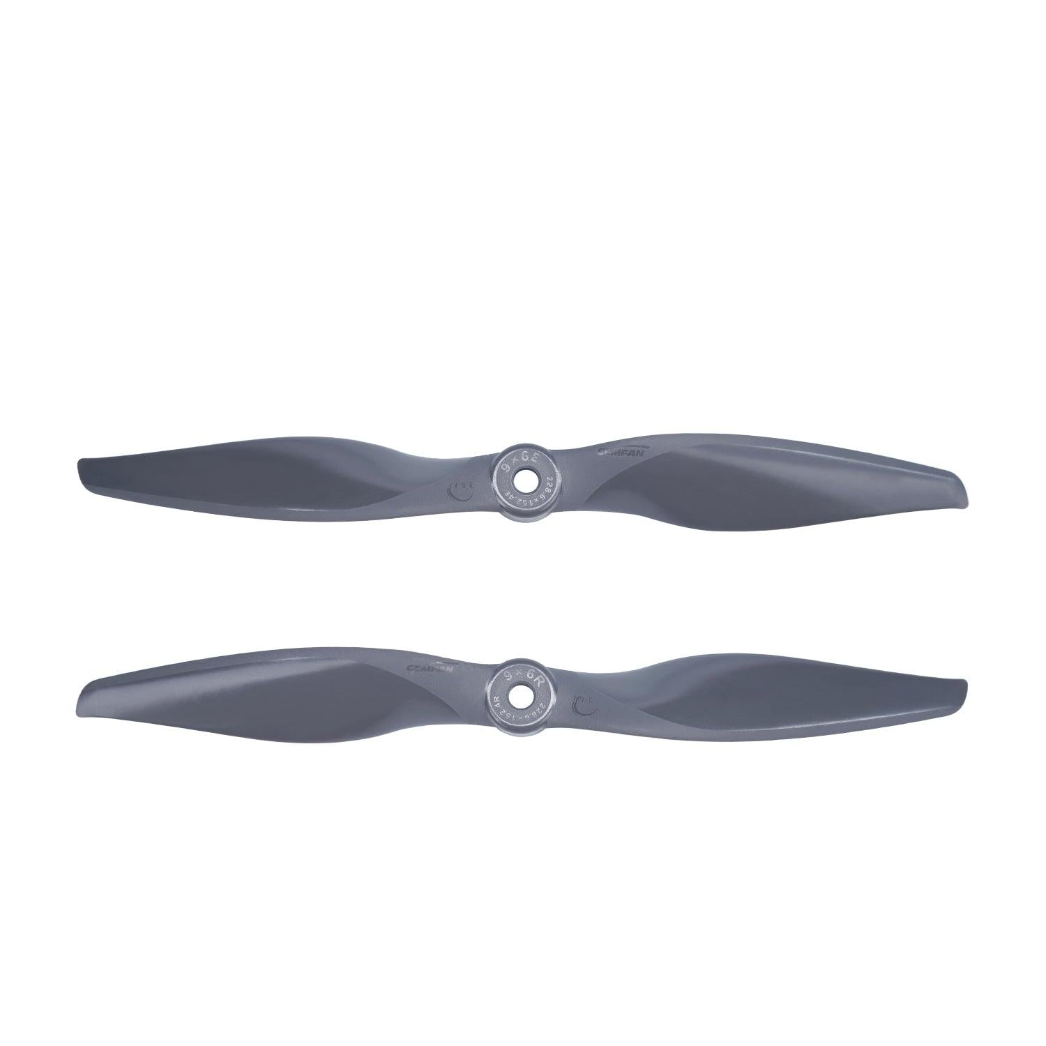 Two Gemfan Vortex 9x6 propellers shown together, matched pair layout on white background