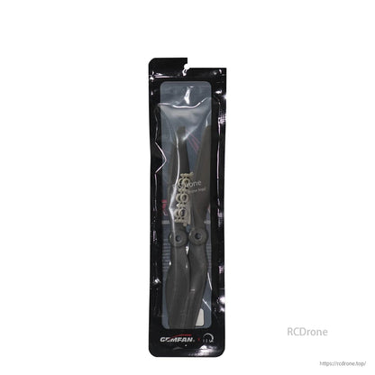 Retail package with two propellers and mounting hardware visible through clear pouch