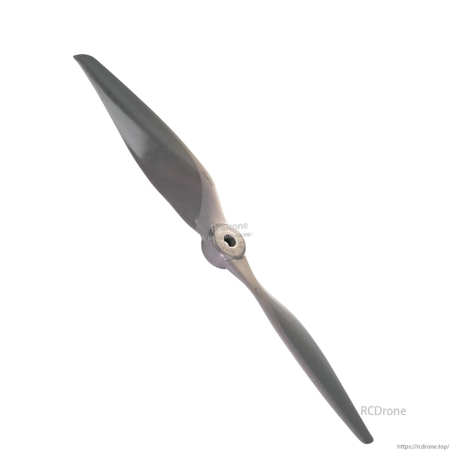 Diagonal full view of propeller showing twist and airfoil along both blades