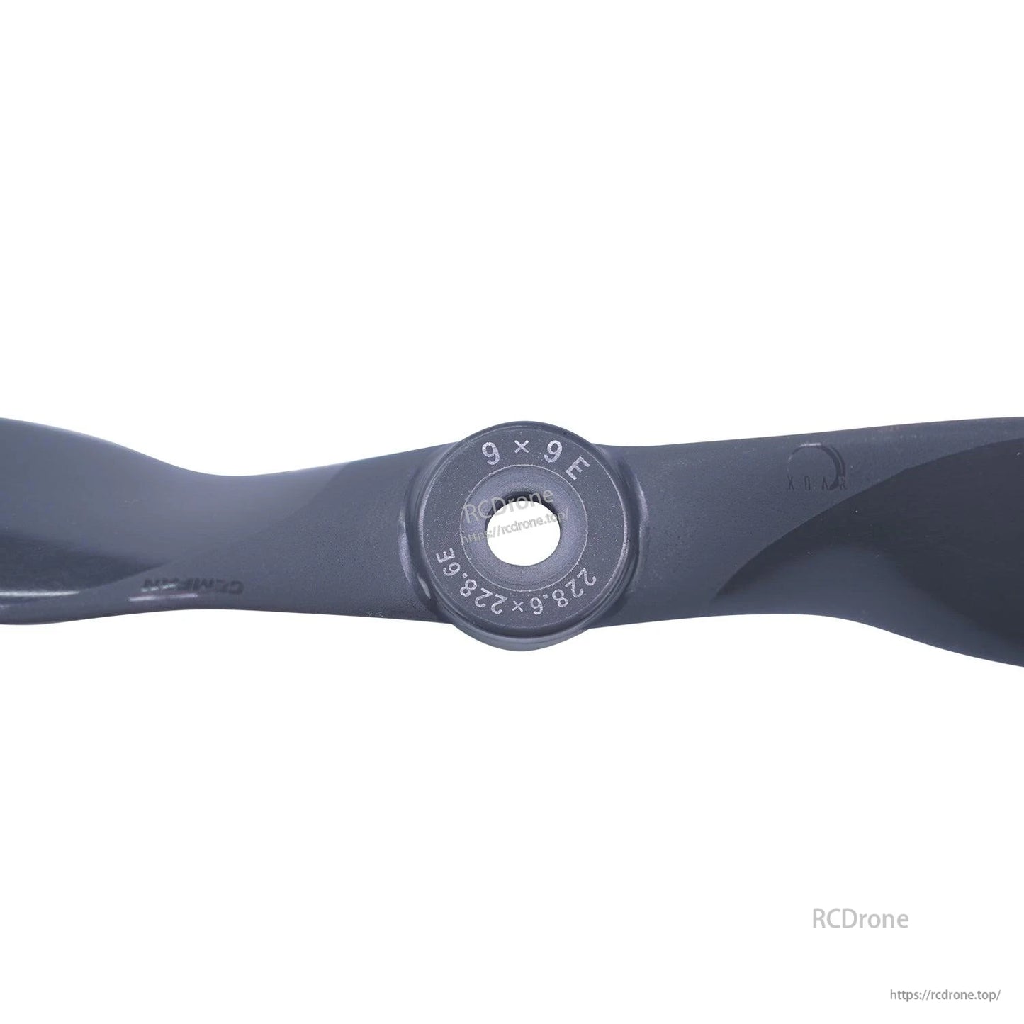 Hub close-up with size marking “9x9E” on Gemfan Vortex electric propeller