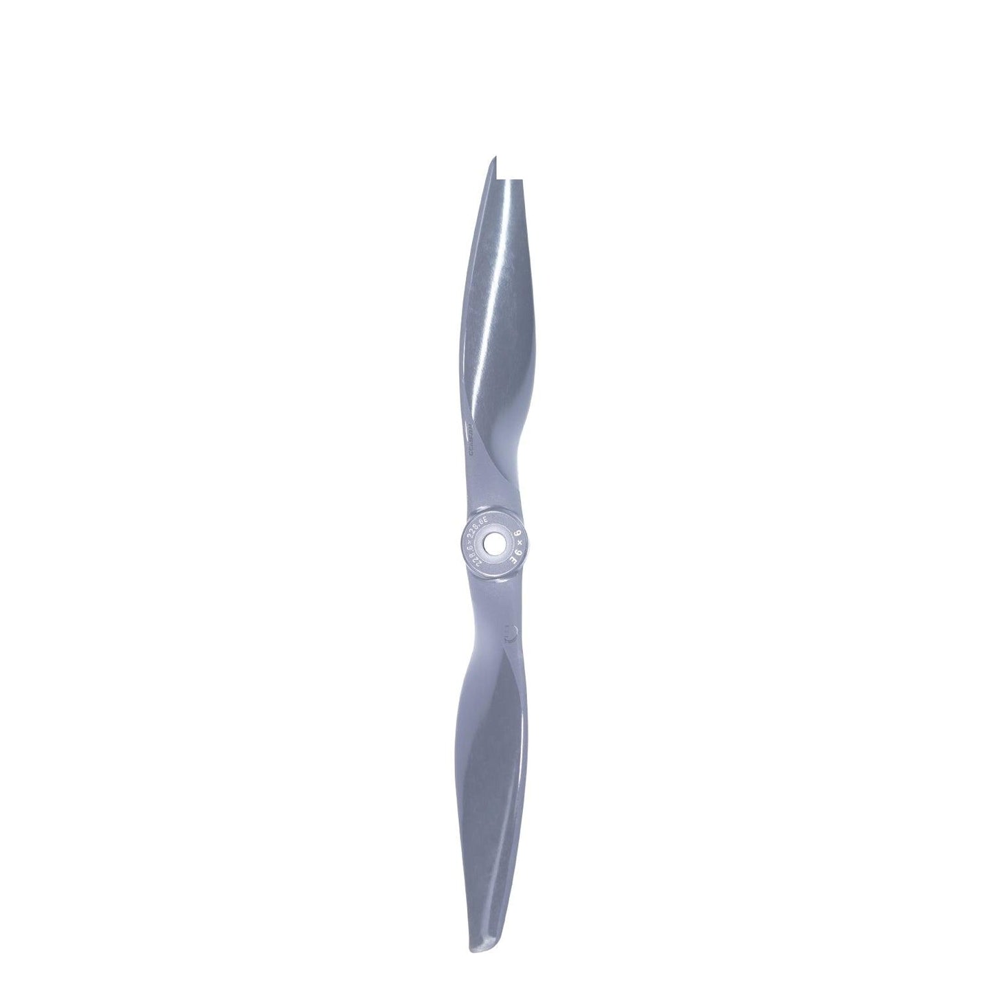 Full propeller vertical view with smooth gray blades and center mounting hole