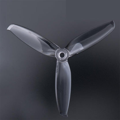 Gemfan Windancer 5042-3 clear 3-blade propeller, top view showing 5mm hub center