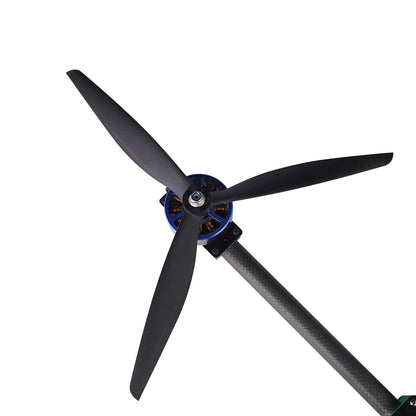 Gemfan X CLASS1310-3 3-blade propeller installed on brushless motor arm, black tri-blade