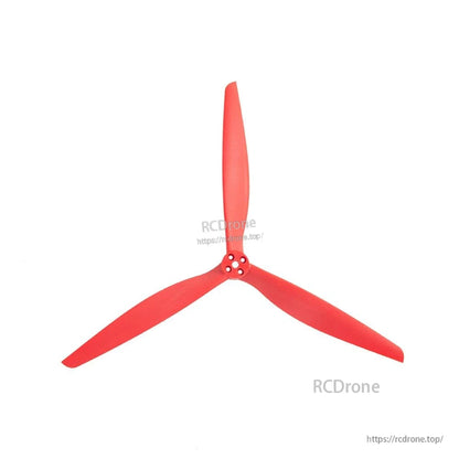 Red 3-blade drone propeller, tri-blade with 4-hole mounting hub