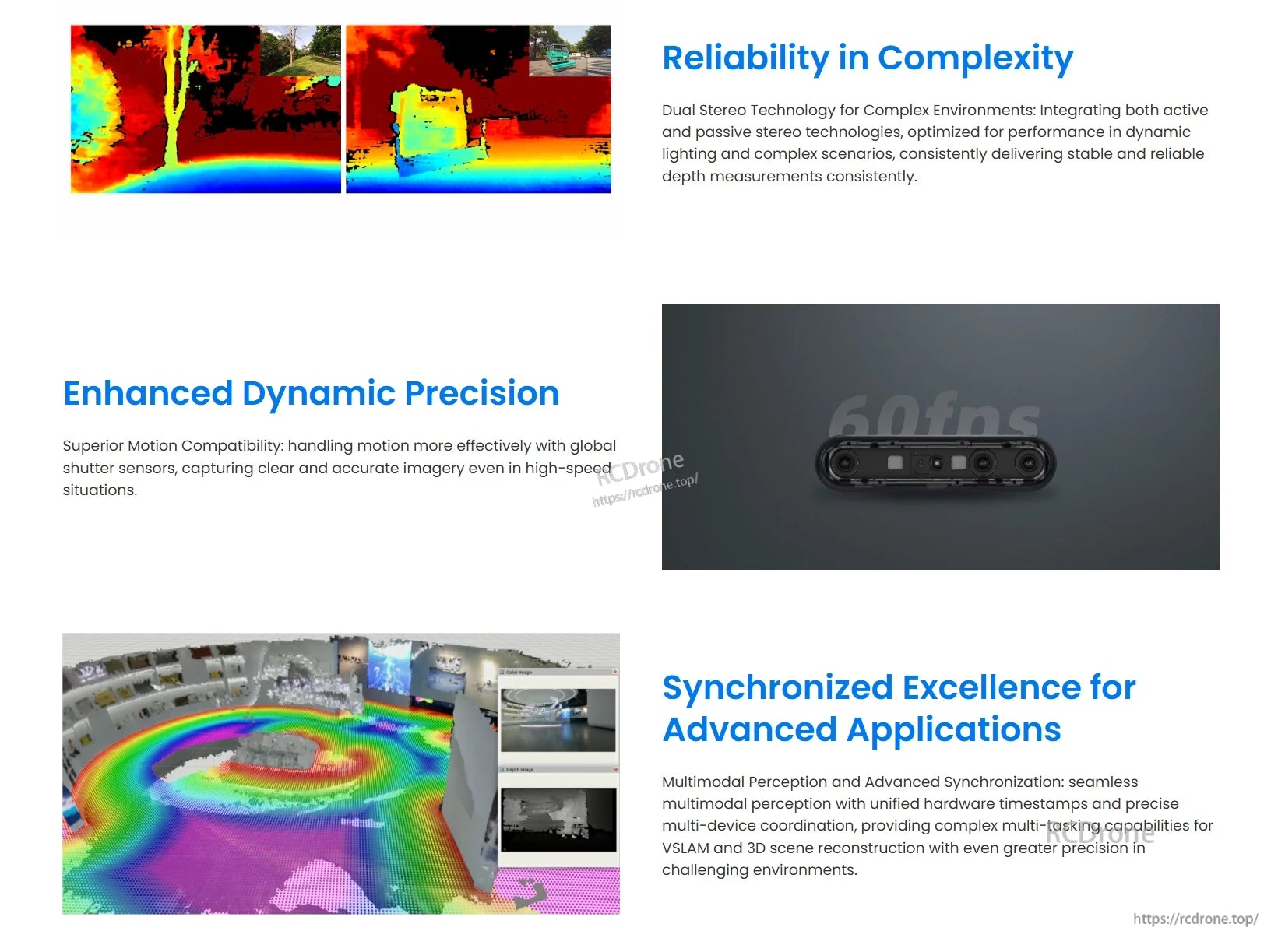Gemini 335L 3D Camera, Dual stereo and global shutter ensure stable depth and clear motion capture; multimodal perception with unified timestamps enables precise, synchronized advanced applications.