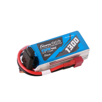 Gens ace 1300mAh 3S 11.1V 45C G-Tech LiPo battery pack with main XT60-style plug and balance lead