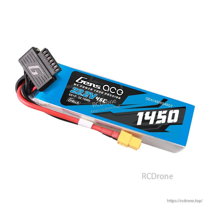 Gens ace 1450mAh 6S 22.2V 45C G-Tech LiPo battery pack with XT60 connector and balance lead