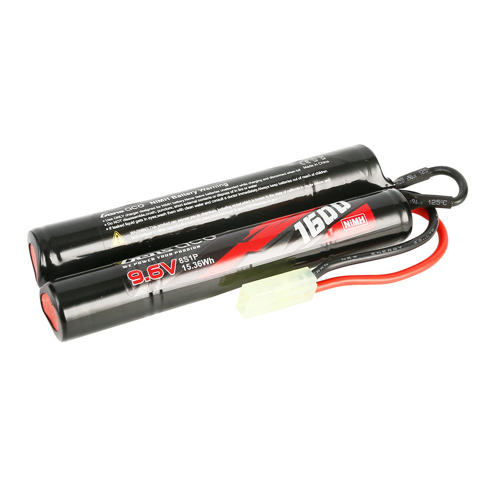 Gens ace 1600mAh 9.6V NiMH nunchuck battery pack with 8S1P label and Tamiya female connector