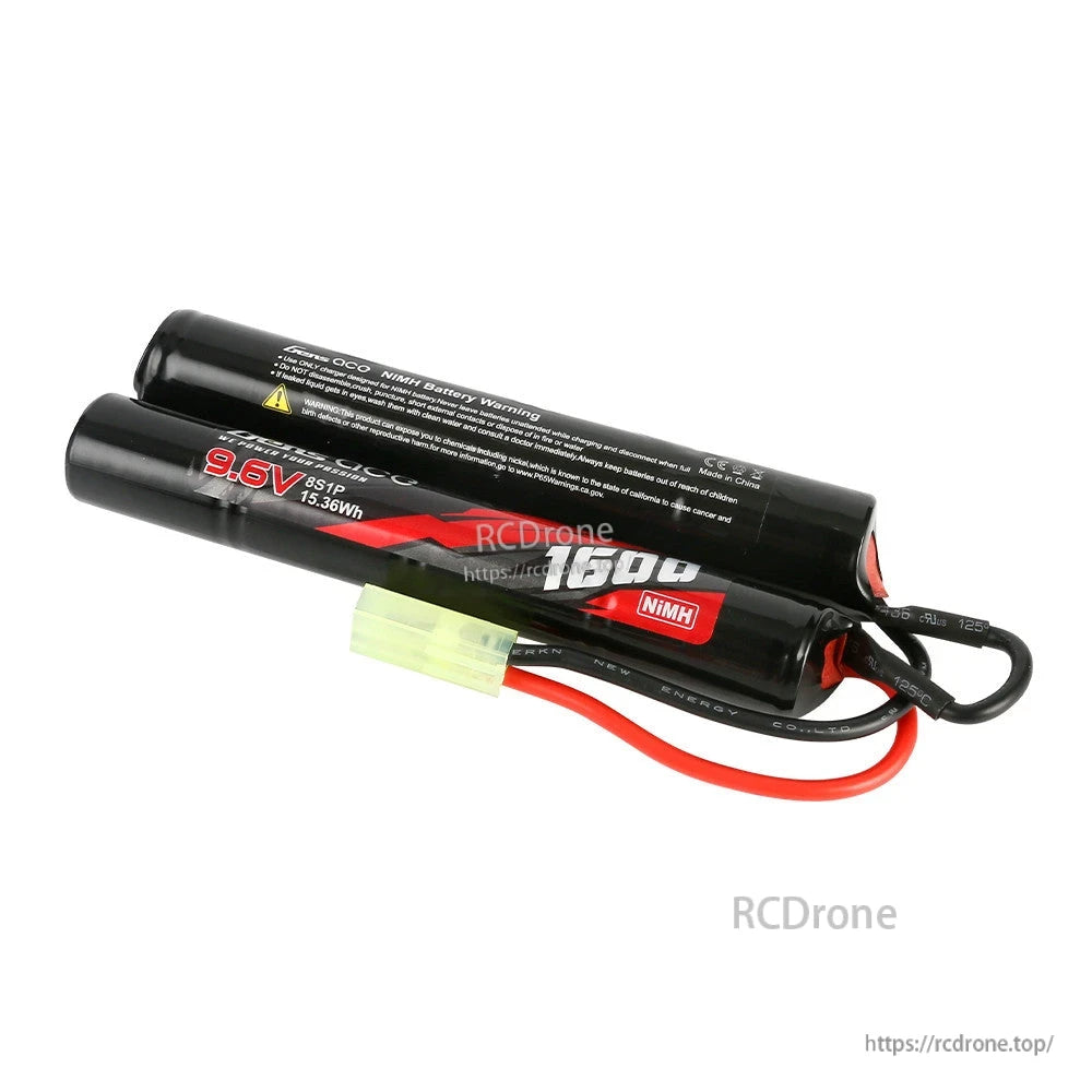 Gens ace 9.6V 1600mAh NiMH nunchuck-style battery pack with two stick cells and Tamiya connector
