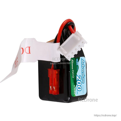 Gens ace 200mAh 4S 14.8V 30C LiPo Battery, Gens ace Adventure 200mAh 4S 14.8V 30C LiPo battery pack with red power lead and white balance connector