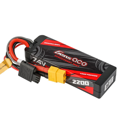 Gens ace hardcase 7.4V 2200mAh 2S LiPo battery pack with XT60 connector and balance plug