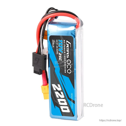Gens ace 2200mAh 3S 11.1V 25C G-Tech LiPo Battery, Gens ace G-Tech 3S 11.1V 2200mAh LiPo battery pack with XT60 plug and balance lead