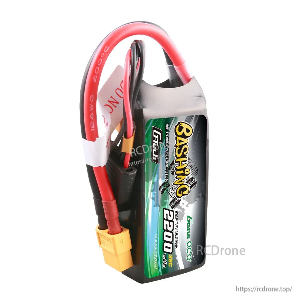 Gens ace 2200mAh 3S 35C 11.1V G-Tech LiPo Battery, Gens ace 2200mAh 3S 35C LiPo battery pack with XT60-style connector and balance lead