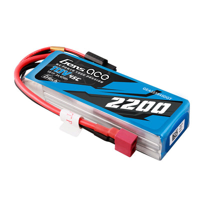 Gens ace 2200mAh 3S 45C 11.1V G-tech LiPo Battery, Gens ace 2200mAh 3S 11.1V 45C G-tech LiPo battery pack with T-plug connector and balance lead