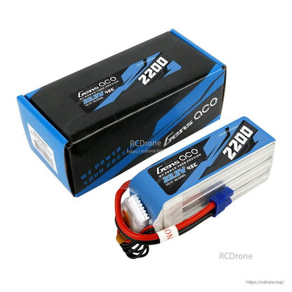Gens ace 2200mAh 6S 45C 22.2V LiPo Battery, Gens ace 2200mAh 6S 22.2V 45C LiPo battery pack with main power lead, balance plug, and retail box
