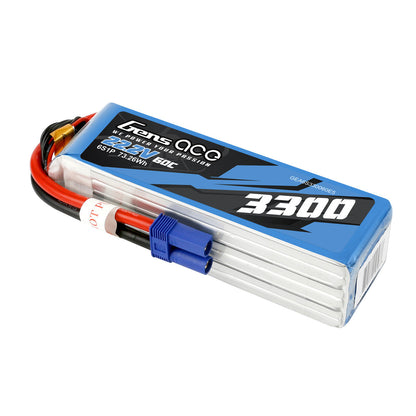 Gens ace 3300mAh 6S 22.2V 60C LiPo battery pack with blue EC5 connector and heavy-gauge leads